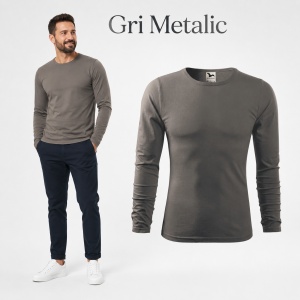 Bluză Bărbați Malfini 100% Bumbac, Mâneci Lungi, Slim Fit, 160 g/m², Guler Rotund, Mărimi S–3XL - Img 17