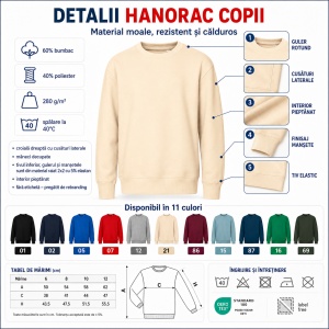 Bluză copii cu mânecă lungă tip hanorac pentru fete și băieți Malfini 427 Crew, fără glugă, cu interior pieptănat - Img 9
