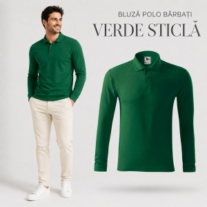 Bluză cu guler polo tip Tommy pentru bărbați, mânecă lungă, 65% bumbac - Img 22