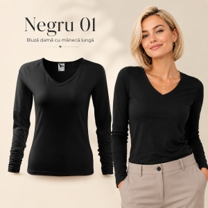 Bluză Damă Malfini Elegance 127 cu Mânecă Lungă și Guler V, 95% Bumbac – XS–3XL - Img 22