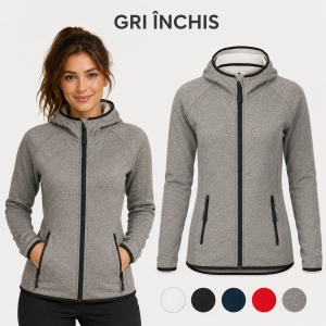 Bluză Damă tip Hanorac Jachetă Stretch Fleece cu Glugă și Fermoar – Direct 418 - Img 13