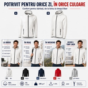 Bluza Fleece Tip Hanorac Bărbați cu Glugă și Fermoar Malfini 417 Direct – 240 g/m² - Img 10