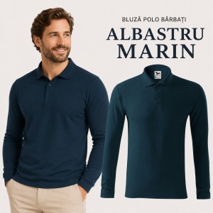 Bluză polo bărbați Malfini Pique Polo LS 221, mânecă lungă, 65% bumbac, 200 g/m² - Img 12