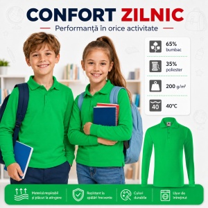 Bluză Polo Copii Simplă pentru Uniforma Școlară - Img 8