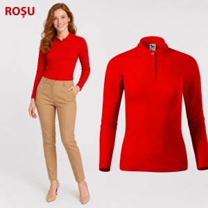 Bluză Polo Damă cu Mânecă Lungă, Slim Fit, Cambrată, Guler Pique Polo, 10 Culori, XS–2XL - Img 18