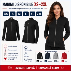 Bluza Premium Damă Tip Bomber cu Fermoar Malfini 454 – 320 g/m² - Img 7