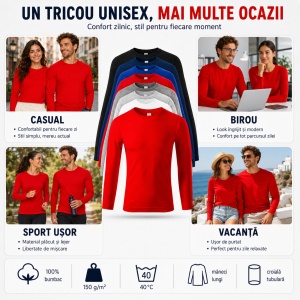 Bluză Tricou Unisex cu Mânecă Lungă Progress LS, 100% Bumbac, 150 g/m², Mărimi XS–3XL - Img 8