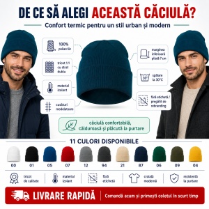Căciulă Bărbați Unisex tip Beanie, Călduroasă, Tricotată și Modernă – 315 - Img 4
