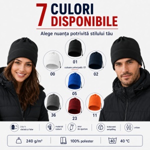 Căciulă Polar Fleece Unisex 2 în 1 – Căciulă sau Fular Malfini Practic 519