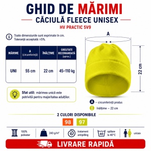 Căciulă Polar Fleece Unisex 2 în 1 Reflectorizantă Malfini Rimeck HV Practic 5V9 – 240 g/m² - Img 4