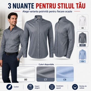 Cămașă Bărbați cu Mânecă Lungă Malfini Premium 264 Journey, 100% Bumbac, Croială Cambrată, Easy Care, 130 g/m² - Img 9