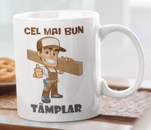 Cana alba personalizata cu mesajul - Cel mai bun Tamplar - Cadou