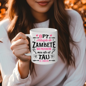 Cana alba personalizata cu textul 8 Miliarde de zambete !