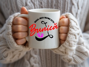 Cana alba personalizata cu textul Noul meu nume este Bunica - Cadou