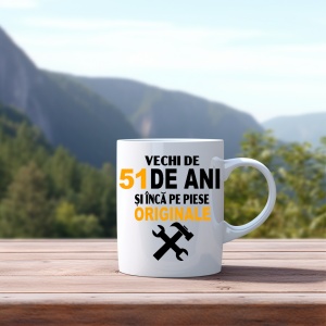 Cana alba personalizata cu textul Vechi de .. ani si inca pe piese originale - Img 49