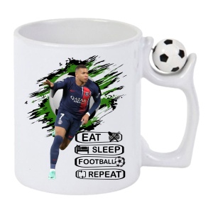 Cana Antistres motivationala cu jucatorul preferat Kylian Mbappe Eat Sleep Football Repeat