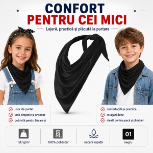 Eșarfă Triunghiulară Copii Unisex, Multifuncțională și cu Uscare Rapidă – Relax 327 - Img 4
