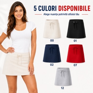 Fustă Damă 2 în 1 tip Fustă-Pantalon cu Pantaloni Scurți, Casual Sport și Elastică – Two in One 604