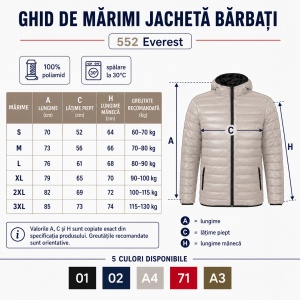 Geacă Bărbați tip Jachetă Matlasată cu Glugă, Modernă, Simplă și Ușoară – Everest 552 - Img 4