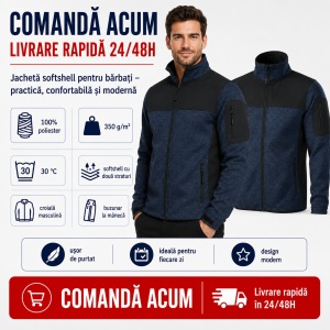 Geacă Bărbați tip Jachetă Softshell cu Fleece, Modernă și Confortabilă – Casual 550 - Img 10