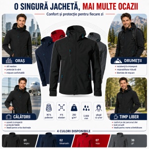 Geacă Bărbați tip Jachetă Softshell cu Glugă, Impermeabilă și Elastică – Nano 531 - Img 6