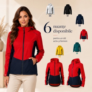 Geacă Damă tip Jachetă Impermeabilă cu Glugă Detașabilă, Ușoară și Windproof – Rainbow 539 - Img 9