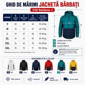 Geacă tip Jachetă Impermeabilă Bărbați cu Glugă Detașabilă, Windproof – Rainbow 538 - Img 4