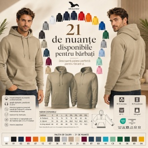 Hanorac Bărbat Malfini Cape 413, 65% Bumbac, 320 g/m², Glugă cu Șnur, Buzunar Marsupiu, 21 Nuanțe, Mărimi S–5XL - Img 9