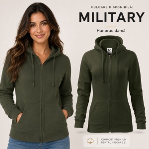 Hanorac Damă cu Fermoar și Glugă Malfini 411 Trendy Zipper – 300 g/m² - Img 20