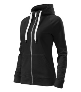 Hanorac dama tip bluza cu fermoar si buzunare de culoare negru