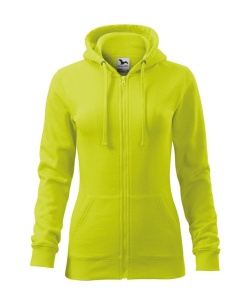 Hanorac dama tip bluza cu fermoar si 2 buzunare de culoare galben lime
