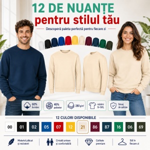 Hanorac Tip Bluză Unisex pentru Damă și Bărbați – 60% Bumbac, Interior Pieptănat, 280 g/m², S–5XL - Img 7
