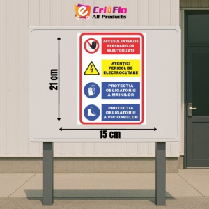 Indicator Acces interzis persoane neautorizate pericol electric protectie maini picioare, Sticker autocolant - Img 2