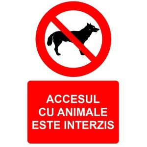 Indicator Accesul cu animale este interzis indicator de interzicere, Sticker autocolant