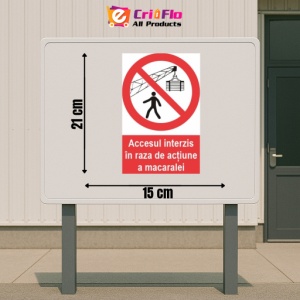 Indicator accesul interzis in raza de actiune a macaralei indicatoare protectia muncii, Sticker autocolant - Img 2