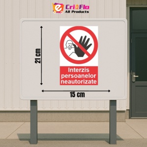 Indicator accesul interzis persoanelor neautorizate indicatoare protectia muncii, Sticker autocolant - Img 2