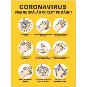 Indicator Afis masuri covid spalat corect maini, Sticker autocolant