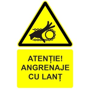 Indicator Atentie angrenaje cu lant indicator de avertizare, Sticker autocolant