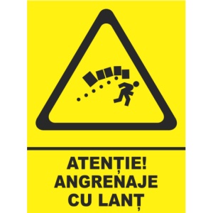 Indicator Atentie angrenaje cu lant, Sticker autocolant