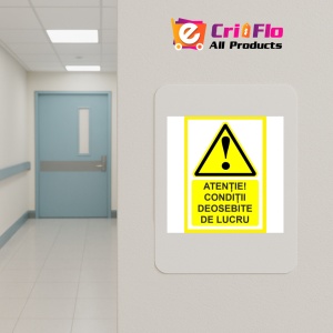 Indicator Atentie conditii deosebite de lucru, Sticker autocolant - Img 5