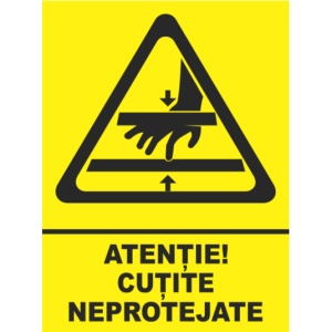 Indicator Atentie cutite neprotejate, Sticker autocolant