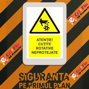 Indicator Atentie cutite rotative neprotejate indicator de avertizare, Sticker autocolant - Img 3