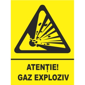 Indicator Atentie gaz exploziv, Sticker autocolant