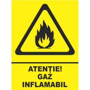Indicator Atentie gaz inflamabil, Sticker autocolant