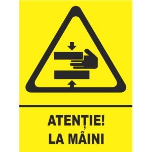 Indicator Atentie la maini, Sticker autocolant