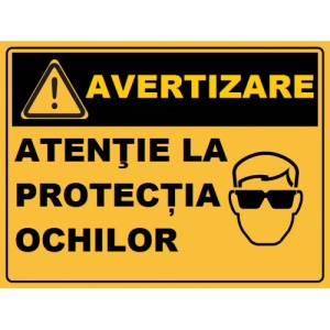 Indicator Atentie la protectia ochilor, Sticker autocolant