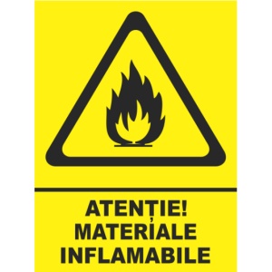 Indicator Atentie materiale inflamabile, Sticker autocolant