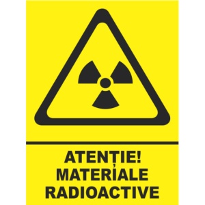 Indicator Atentie materiale radioactive, Sticker autocolant