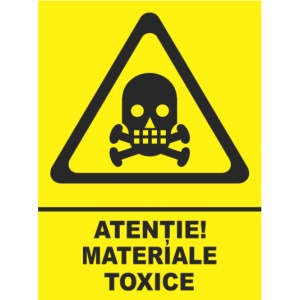 Indicator Atentie materiale toxice, Sticker autocolant