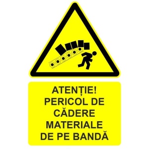 Indicator Atentie pericol de cadere materiale de pe banda indicator de avertizare, Sticker autocolant